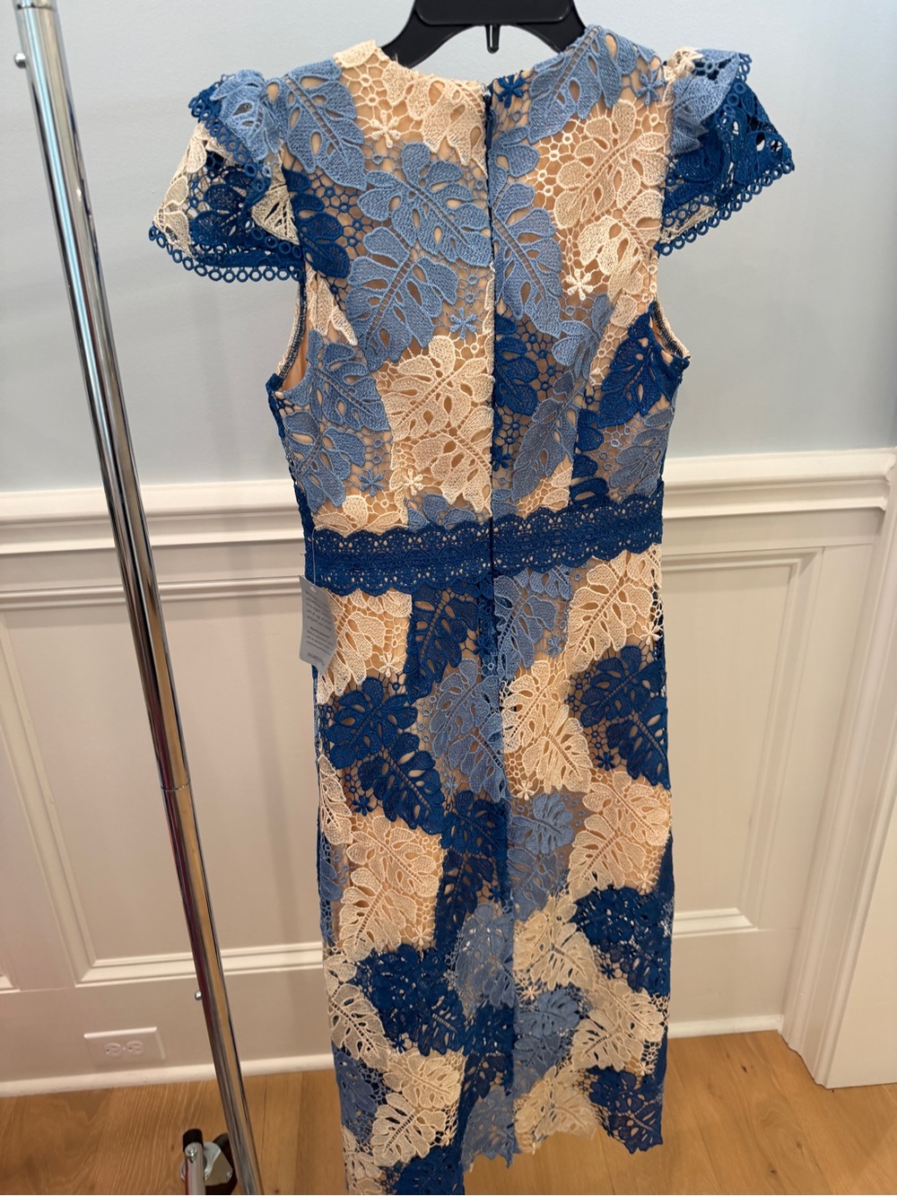 Adelyn Rae Blue and Cream Lace Midi Dress size XS NWT - Picture 12 of 16
